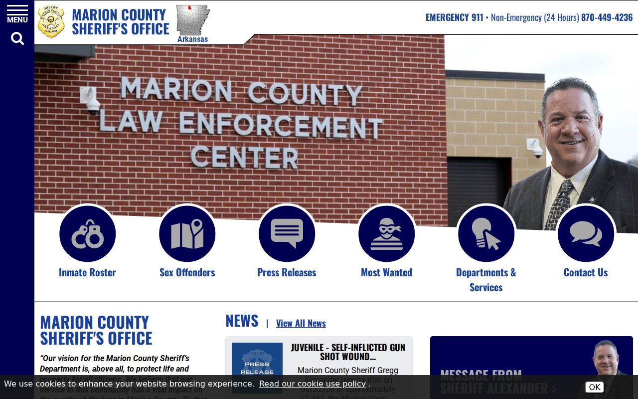 Marion County Sheriff's Office official website records navigation