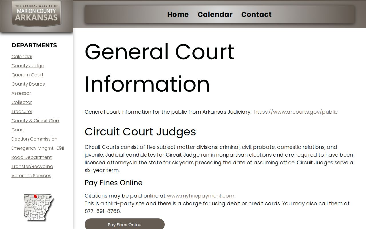 Marion County official court information page